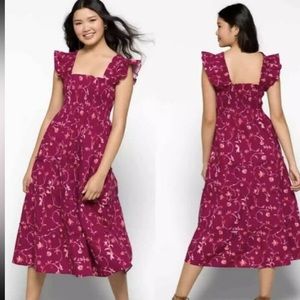Hill house nap dress - burgundy botanic floral poplin